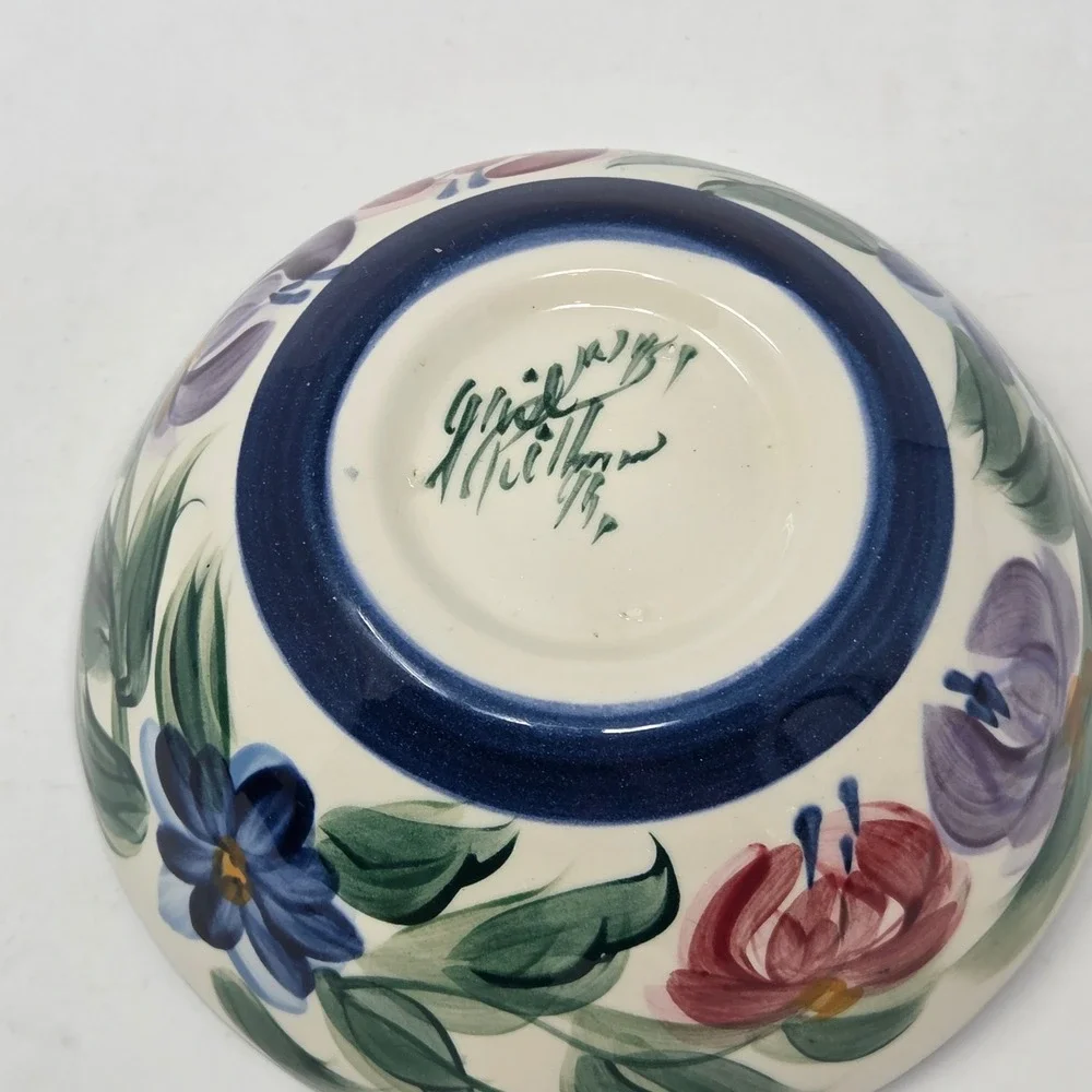 Vintage Gail Pittman Annabella Soup Cereal Bowl Blue Hand-painted 1997